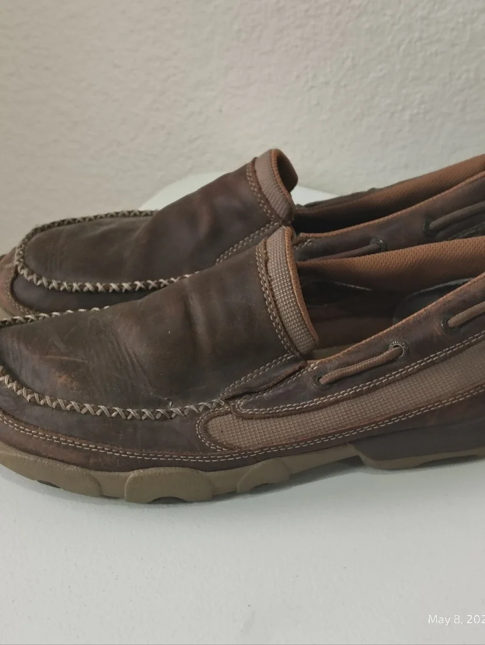 Twisted X Slip On Driving Moc Men's size 9.5M MDMS002 CASUAL DAILY BROWN LEATHER